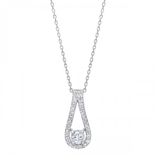 Jewelry Necklace Round Brilliant 0.48 ctw VS2 Clarity, I Color Diamond 14kt White Gold Necklace
